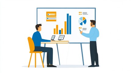 Vector illustration of office people: Planning digital strategies and optimizing content creation