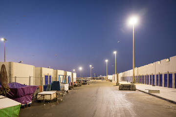 Hafen von Essaouira, Marokko, ist am Morgen fast menschenleer, weil die Fischer mit ihren Booten draussen auf dem Meer sind.