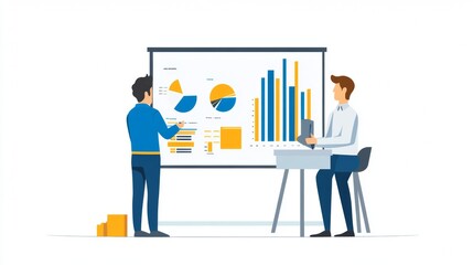 Vector illustration of office people: Brainstorming creative content strategies for business growth