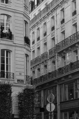 Paris, France. Monochrome Architectural Cityscape with Classic Old Buildings.