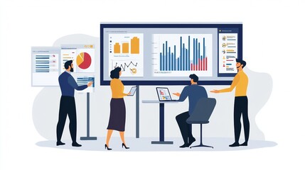 Vector illustration of office people: Developing a results-driven digital marketing roadmap with smart content strategy