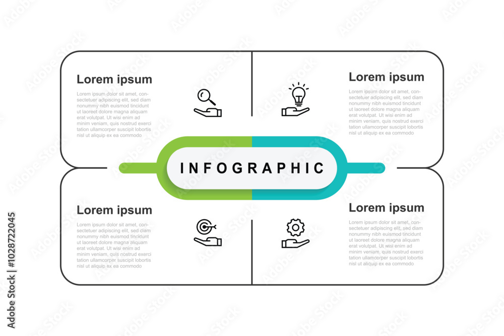 Aufkleber design template vector infographic with 4 process suitable for business information and web presenta