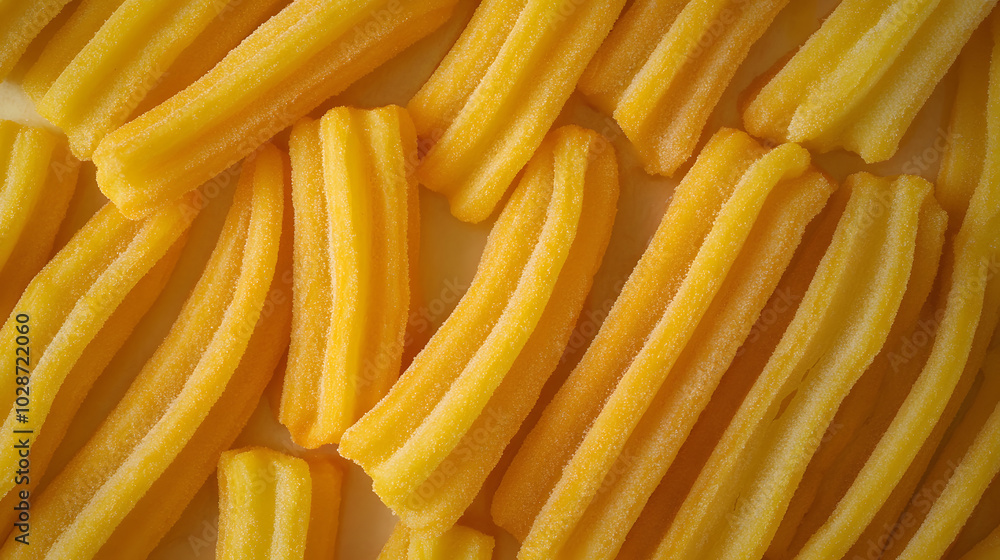 Poster churros arranged in a pattern on a plate, creating a visually appealing design