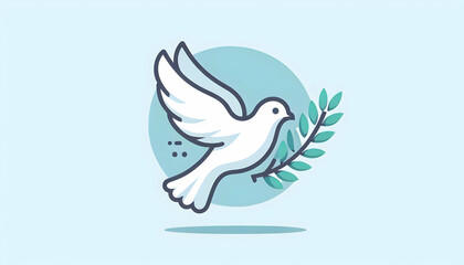 Obraz premium Flat Isolated Peace Dove Vector with Olive Branch Symbolizing Peace for Human Rights Day - Minimalist Design Perfect for Infographics and Symbolizing Freedom