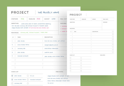 Universal Project Planner Layout