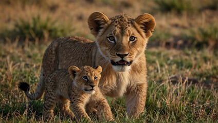 lion cub in the savannah