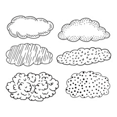 Clouds hand drawn doodle vector illustrations line art cliparts