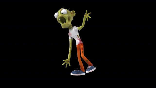 Fun 3D cartoon zombie walk (with alpha channel included)