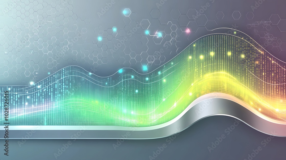 Aufkleber Abstract technology background with glowing lines and hexagons.