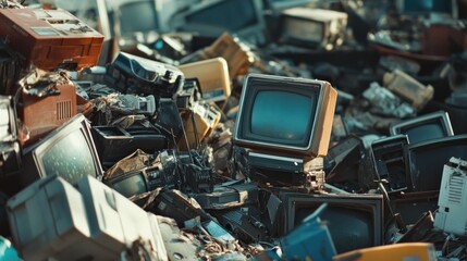 Fototapeta premium Pile of Old Televisions