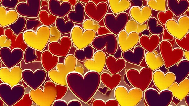 A close-up of colorful hearts arranged in a random pattern