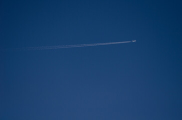 Airplane and its wake. Gran Canaria. Canary Islands. Spain.