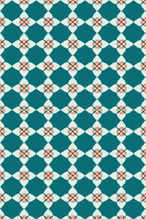 Ikat fabric pattern design, vector type, seamless, geometric shapes, Green background 