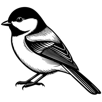 recommend clip art: black and white chickadee bird