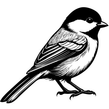 recommend clip art: black and white chickadee bird
