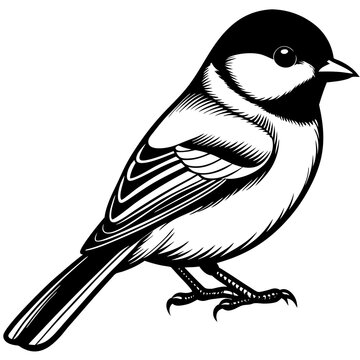 recommend clip art: black and white chickadee bird