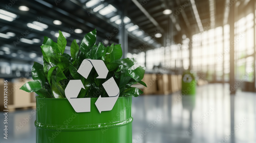 Poster an engaging image of eco-friendly practices in action, showing recycling processes within the paper 