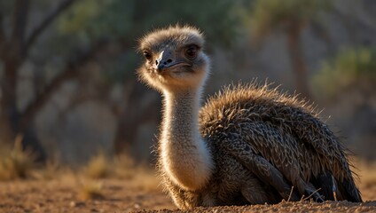 ostrich on the beach