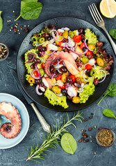 Potato salad with octopus.