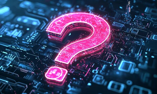 Digital Question Mark on Circuit Board