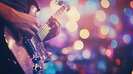 Obraz premium Vibrant Guitar Performance at Music Event