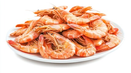 Fresh Shrimp On White Plate Ready For Seafood Dish