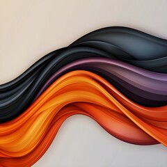 Abstract flowing waves in vibrant orange and black hues