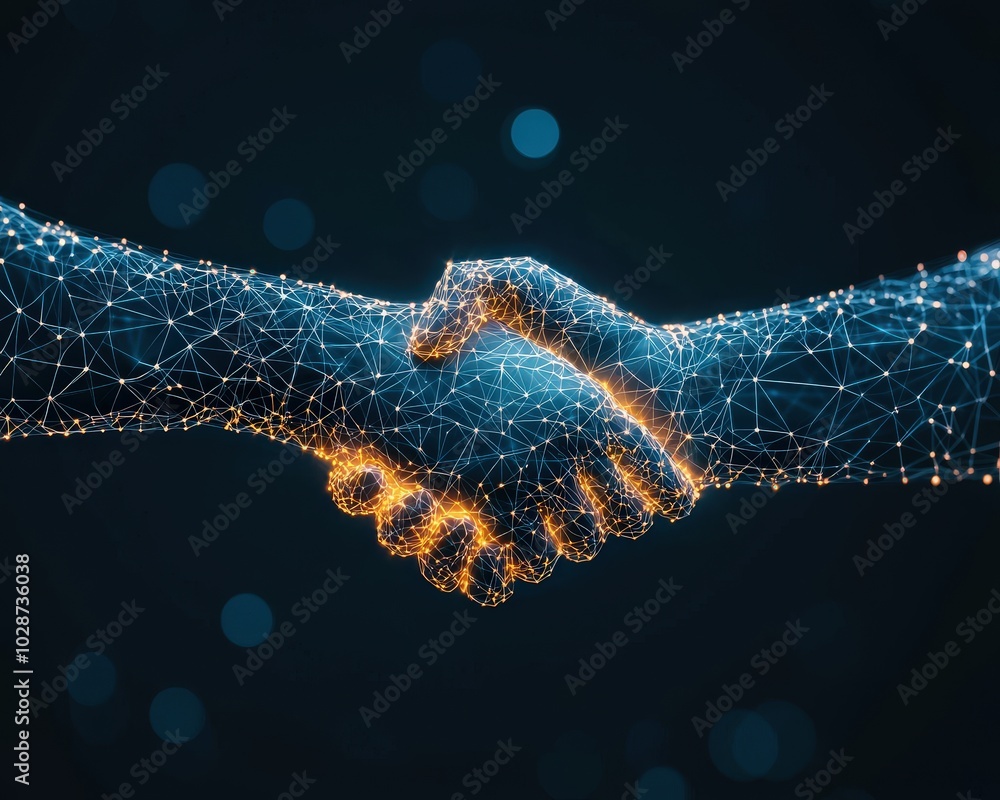 Poster dynamic energy patterns symbolizing the momentum of a successful collaboration