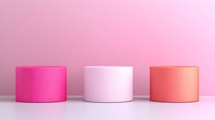 Stylish pastel pedestals against a pink backdrop