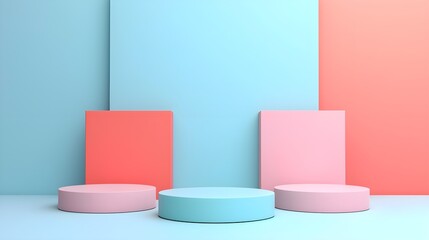 Modern pastel display podiums for product presentation