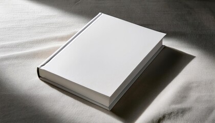 A realistic book cover mockup featuring a hardcover book lying flat on a wooden desk, with a customizable cover and spine, copy space