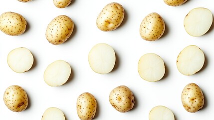 Obraz premium Fresh Potatoes on White Background for Culinary Use