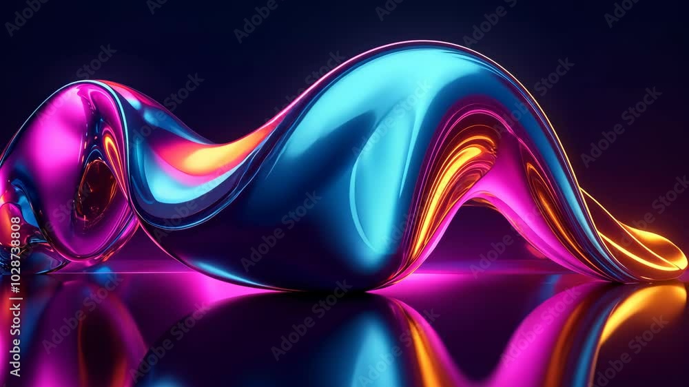 Poster morphing abstract 3d shape changing reflecting