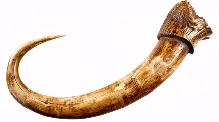 Curved Animal Tusk on White Background