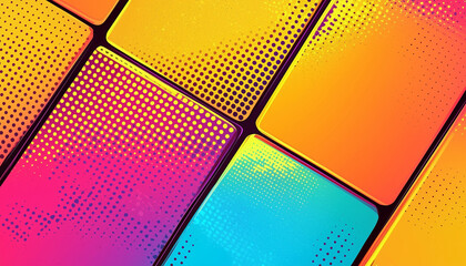 Cartoon comic backgrounds set. Comics book colorful poster with halftone elements. Retro Pop Art style. Vector illustration