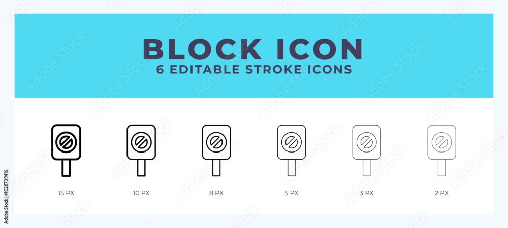Aufkleber block icon in thin line. bold line. regular line. editable stroke.