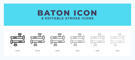 Baton icon set with different stroke. Vector illustration with editable stroke.