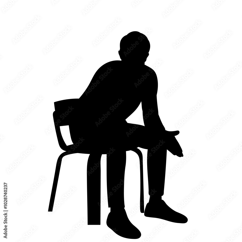 Wall mural man sitting icon black silhouette vector