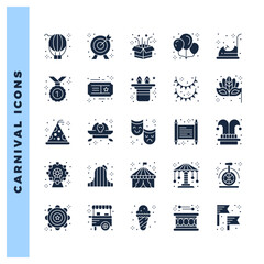 25 Carnival Glyph icon pack. vector illustration.