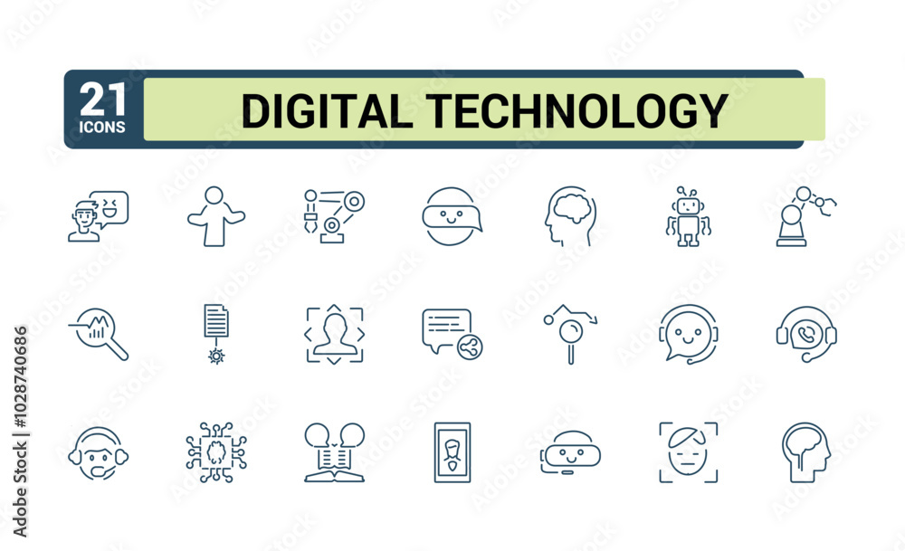 Poster information technology icon set. robotic technology icons collection. set of digital technology and 