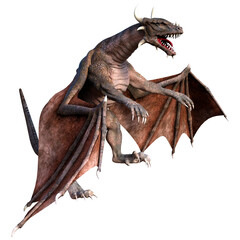 3D Rendering Fairy Tale Dragon on White