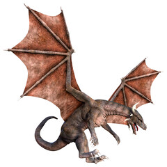 3D Rendering Fairy Tale Dragon on White