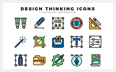 15 Design Thinking Lineal Color icon pack. vector illustration.