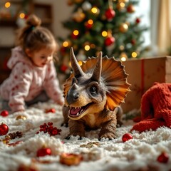 little child and christmas tree