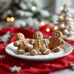 christmas gingerbread cookies and christmas tree