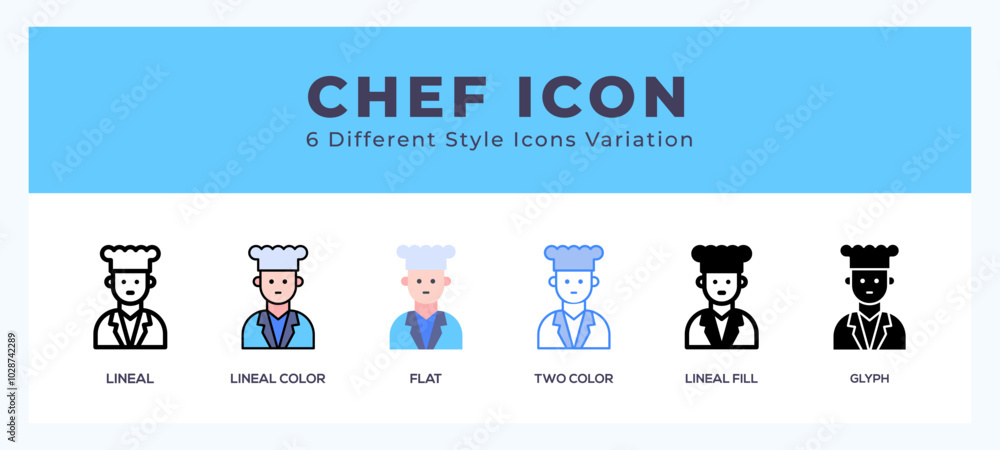 Poster chef icon set with different styles. vector illustration.