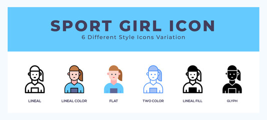 Sport girl vector icons designed. icon symbol set.