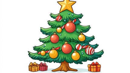 Naklejka premium 3d vector christmas tree against white background