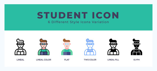 Student icon symbol. logo illustration with different styles