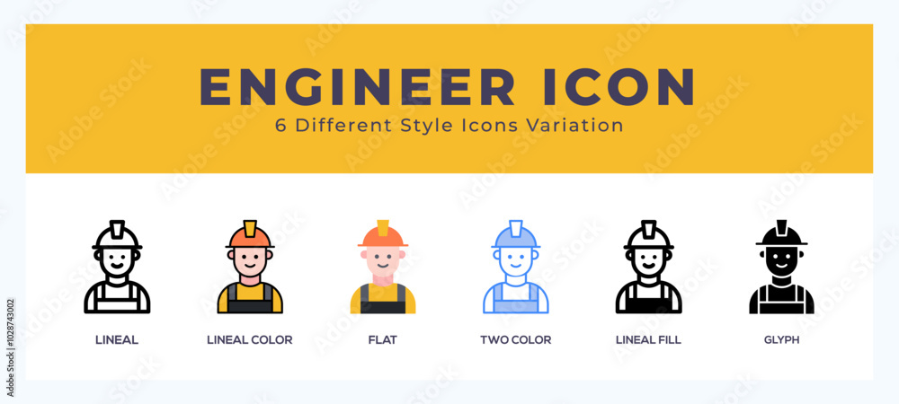 Poster engineer icon in filled. thin line. outline stroke and flat style.
